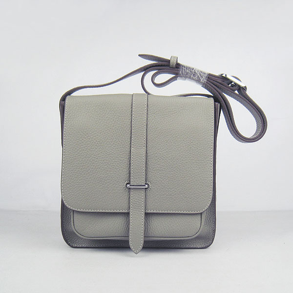 7A Hermes Togo Leather Messenger Bag Grey h2811 Replica